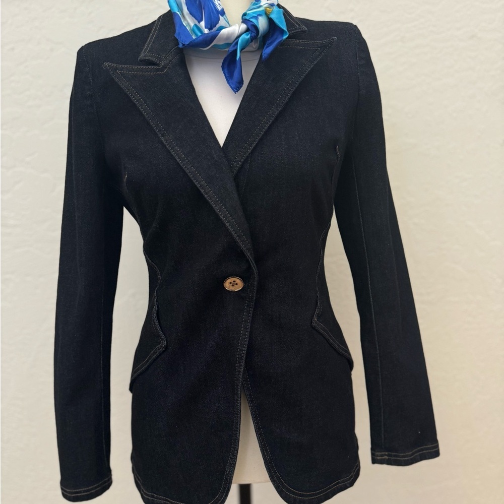 White black brand denim blazer size 4